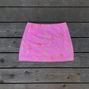 Lilly Pulitzer Pink Skirt With Flamingos